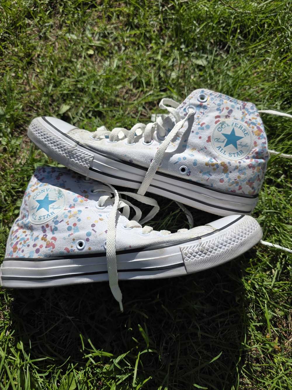 Converse White High-Top Sneakers with Multicolor Confetti